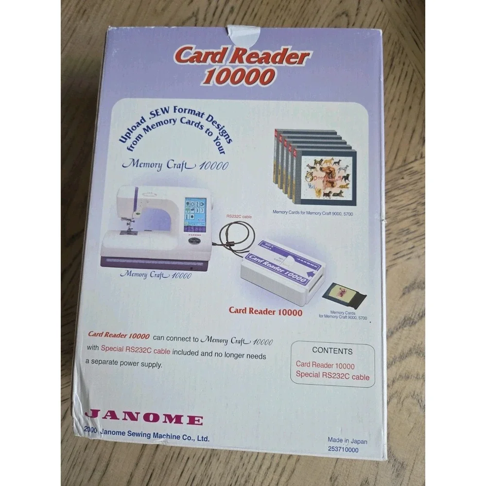 Janome Card Reader 10000 Memory Craft For Sewing Embroidery Machine Plus Extras